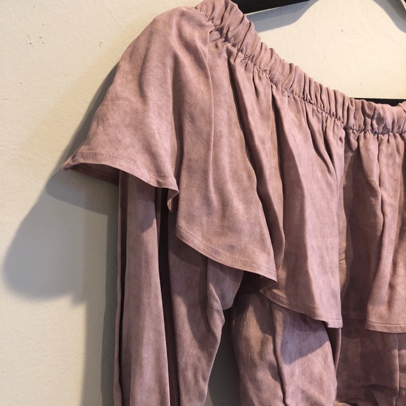 LAST 2: Mauve Off the Shoulder Crop top w Ruffle - Picture 3 of 3